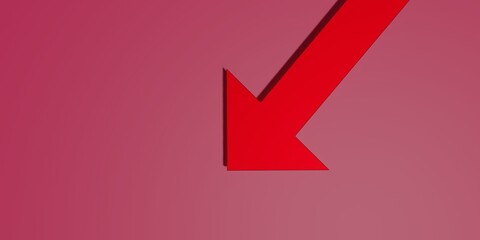 arrow pointing down . Stock market correction symbol . Price collapse .