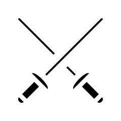 Epee icon isolated in black on a white background. Hand drawn element, vector illustration.