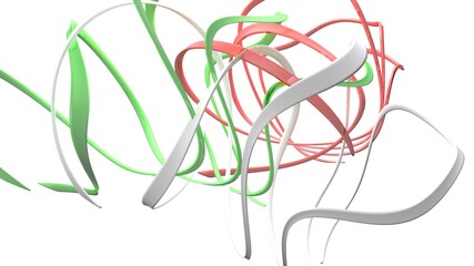 Italian flag abstract ribbons on white background - 3D rendering illustration