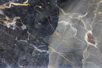 White and gold patterned of gray marble texture. Abstract dark background.
