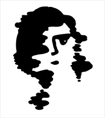 Face portrait. Line woman head icon black on white background. Fashion stylized illustration Design promotion.