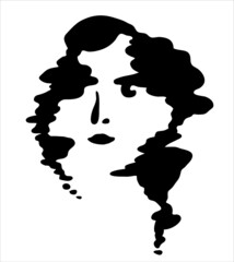 Face portrait. Line woman head icon black on white background. Fashion stylized illustration Design promotion.