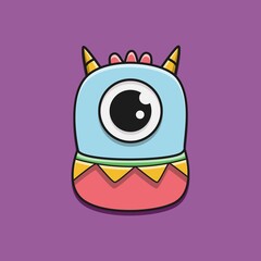 cute monster cartoon doodle design for coloring, backgrounds, stickers, logos, symbol, icons and more
