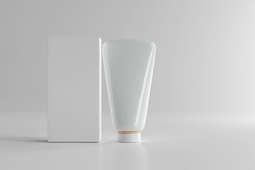 Isolated Cosmetic Tube with Box 3D Rendering