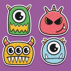 cute monster cartoon doodle design for coloring, backgrounds, stickers, logos, symbol, icons and more