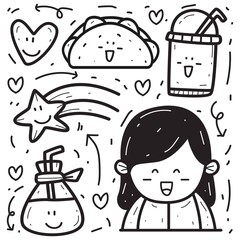 kawaii doodle cartoon coloring design