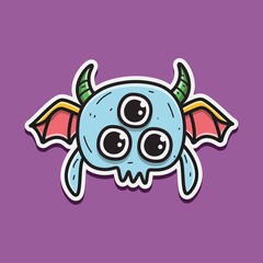 cute monster cartoon doodle design for coloring, backgrounds, stickers, logos, symbol, icons and more