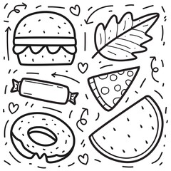 kawaii doodle cartoon food coloring design