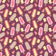 Vector seamless pastel ice cream background.