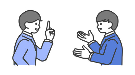 ディスカッションをする男性のイラスト素材