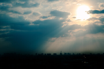 Obraz premium cloud texture in sky above town