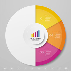 3 steps cycle chart infographics elements for data presentation. EPS 10.	