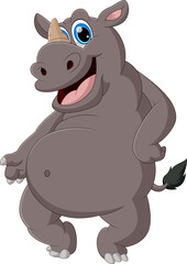 happy rhino cartoon standing