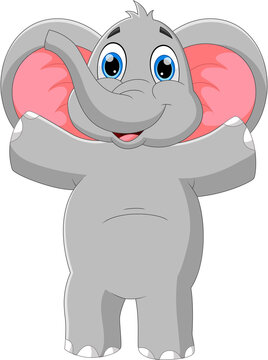 cartoon baby elephant waving isolated on white background