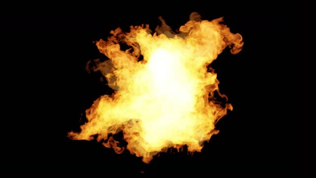 Fire flame round area for copy loop footage in 4k resolution 30 FPS, 3D render fireball may overlay with mixing mode Screen above background.