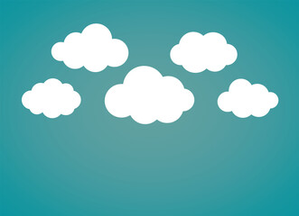 Flat style clouds with blue wallpaper. Vector illustration.