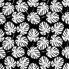 Monstera leaves seamless pattern.