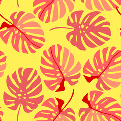 Monstera leaves seamless pattern.