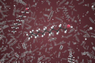 Undecanol molecule, ball-and-stick molecular model. Chemical 3d rendering