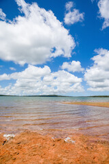 Landscape of Mare aux Vacoas - the largest water reservoir lake in Mauritius island