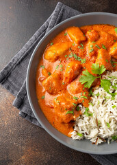 Chicken Paprikash with basmati, wild rice in juicy paprika sauce and parsley.