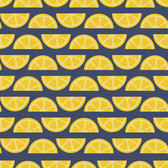 Seamless Trendy Pattern with Lemon Slices Rows. Vector Illustration of Summer Pattern. Perfect for Fabric, Wallpapers, Mobile Case Prints, Stationary, Fashion Advertisement Textile Drapery Banners