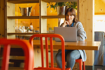 Woman working on a laptop