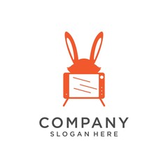 Fototapeta na wymiar rabbit technology media logo design vector