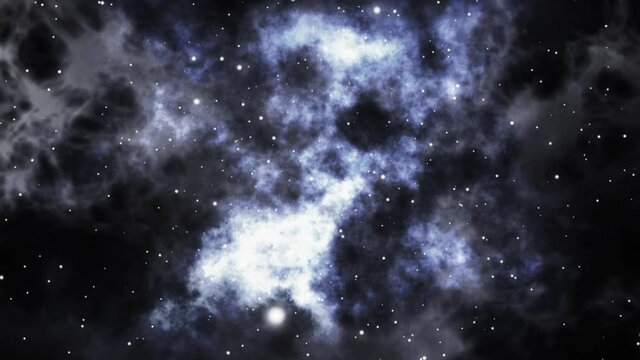 星雲と星の間を移動する3Dビデオ	