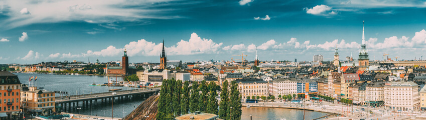 Fototapeta na wymiar Stockholm, Sweden. Panoramic view of old town Stockholm, Sweden