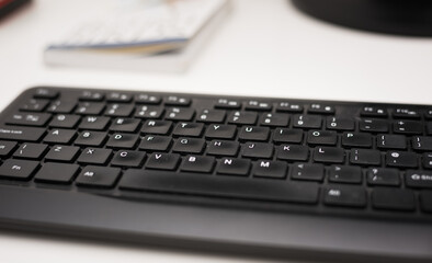 Computer keyboard isolated on desk in the office
