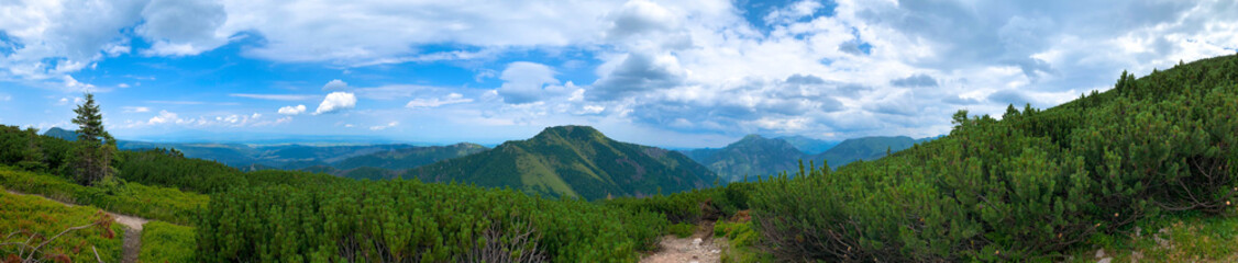 Panorama of the Tatra Mountains on a summer day