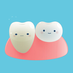 illustration gingival recession. Dental concept