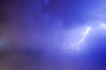 Flash of lightning in the sky