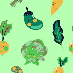 vector print design of seamless useful vegetables for kids