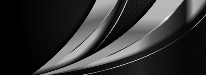 Abstract Black and Silver Lines Background Design With Minimalist Overlap Textured Layer Design.