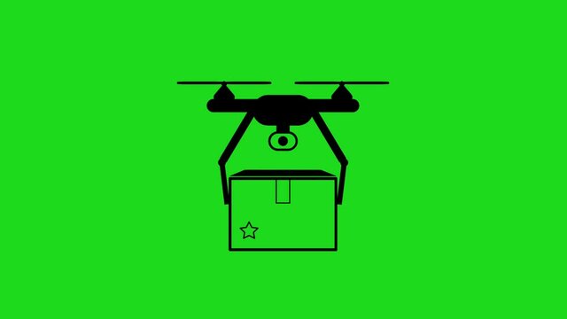 drone dilevery icon isolated on green screen with printing effect. fast and home dilevery concept.