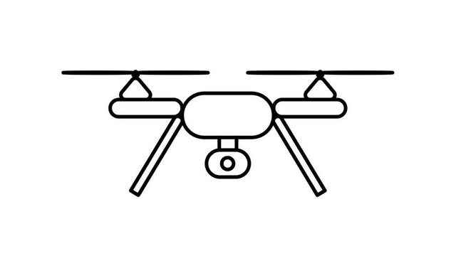 Moving drone icon animation isolated on white background