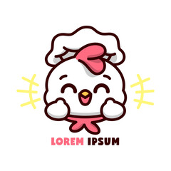 Obraz premium CUTE CHICKEN CHEF SHOWING AN HAPPY FACE. HIGH QUALITY CARTOON LOGO DESIGN.