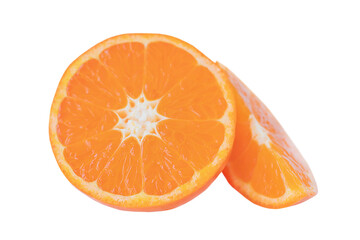 Slices of tangerines isolated on white background