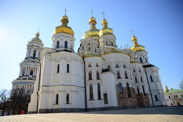 Great Lavra bell tower and Uspenskiy Sobor Cathedral in Kiev, Ukraine