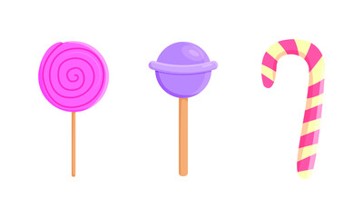 A set of sweets - lollipops. Vector. Isolated on white background.
