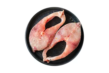  fish white pulp meat steak silver carp raw seafood healthy food ready to cook snack diet meal top view copy space background rustic top view © Alesia Berlezova