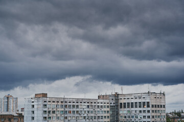 Fototapeta na wymiar Sunset, storm clouds over the city. Kiev, Ukraine.