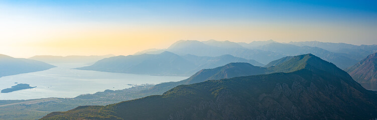 Fototapeta premium Kotor bay mountains in Montenegro