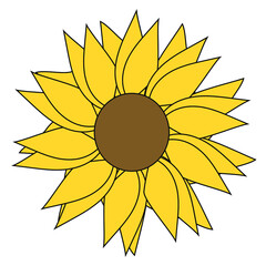 Sunflower silhouette, cutting frame, Yellow summer flower - vector.