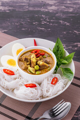 Rice Noodles with Green Curry Pork