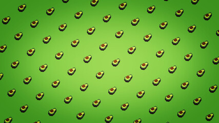 Pixel avocados on green background - high res 4K wallpaper