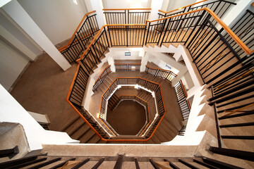 Upside view of a spiral staircase