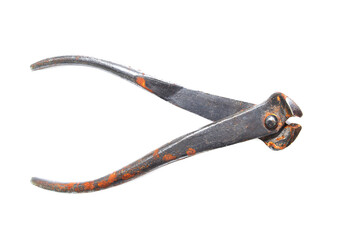 Old instrument on white background close-up. Vintage, equipment, technology, industry